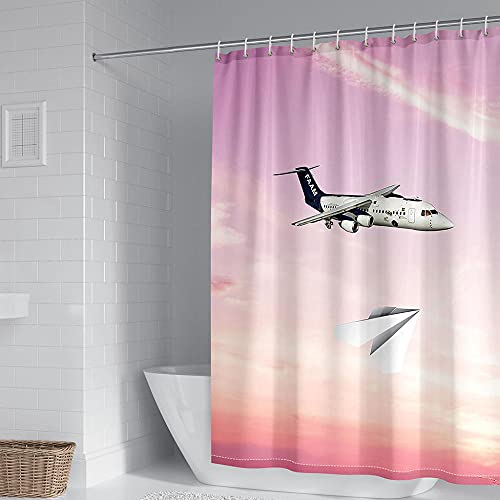 ZDDWLDL 4-Teilig Duschvorhang Set Mit Rutschfesten Teppichen Toilettendeckel Und Badematte Wasserdicht Farbfest Schimmel… – Bild 4