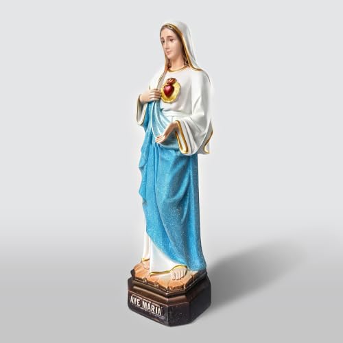 Image of 14 Inch Virgin Mary Statue Our Lady of Grace, Hand-Painted Catholic Mary Figurine with Pearlized Blue Garment for Prayer Room, Home Altar & Religious Gift