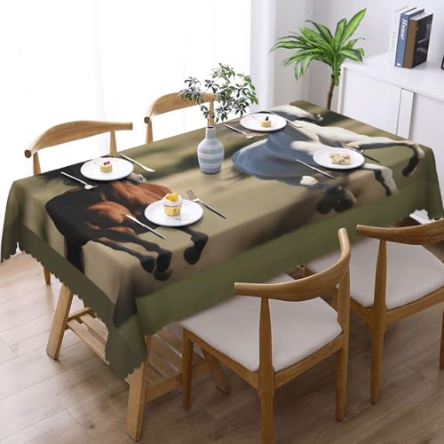 Nappe rectangulaire imprimé chevaux en tissu noble pour réception - 3