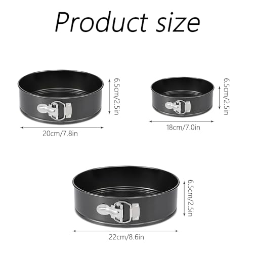 Springform Cake Pan, 3PCS Stainless Steel Springform Tin, Cake Tin for Baking for Cheesecake, Removable Base, Non-Stick Deep Round Spring Form Cake Pans for Baking (18/20/22cm) - Image 3