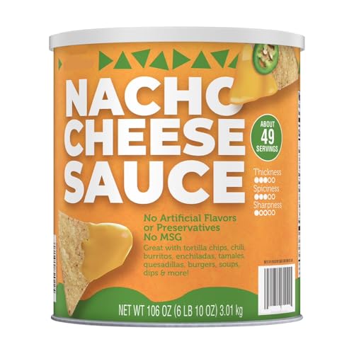 Nacho Cheese Sauce, 106 oz (6.6 lbs) Bulk Can – Creamy & Smooth Ready to Use Cheese Dip – Professional Restaurant Quality for Nachos, Pretzels, Fries, and Hot Dogs