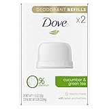 Dove Deodorant Refills Refill Kit 0% Aluminum Cucumber & Green Tea Aluminum Free Deodorant 1.13 oz
