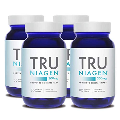 TRU NIAGEN Nicotinamide Riboside Chloride - Patented NAD Precursor for The Reduction of Tiredness and Fatigue, 300mg Vegetarian Capsules, 300mg Per Serving, 90 Day Bottle (4 Pack)