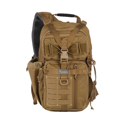 Sac bandoulière tactique MOLLE Magforce marron grande capacité en nylon 500D léger