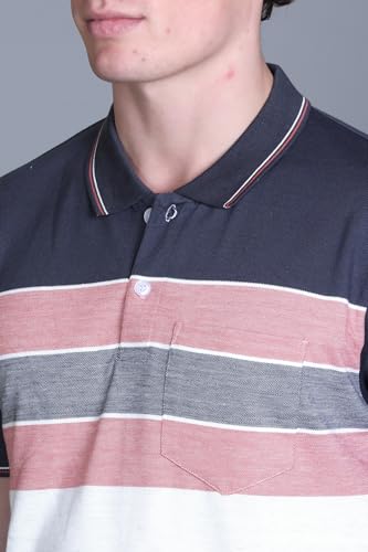 Image of SANE ORIGINALS T-Shirt for Men with Pocket || Textured Striped Polo for Men