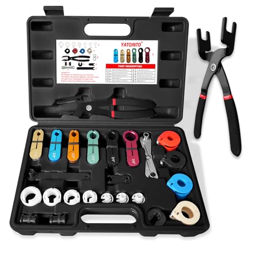 YATOINTO 26pc Fuel Line Disconnect Tool Set with Fuel and AC Disconnect Pliers Master Quick Disconnect Tool Kit Fuel Line Removal Tools for GM Trucks Ford Air Line A/C Fuel&Transmission Systems