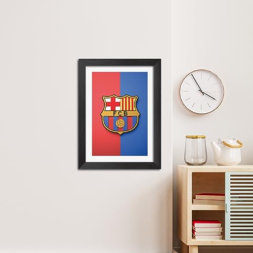 Image of TenorArts Barcelona Poster Football 3D Textured Logo Print Laminated Photo Frame Painting with Matt Finish Black Tectures (9 inches x 12inches)