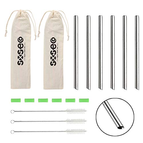 6 Pcs Boba Straws with Sillicone Tips, Jumbo Reusable Smoothie Straws, 0.5" Wide
