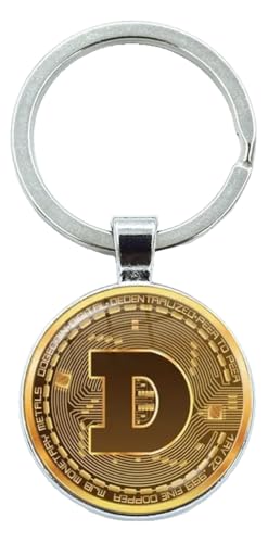KREATIONS Bitcoin Porta-chaves de cristal cabochão metal suspenso, 6 - azul, S