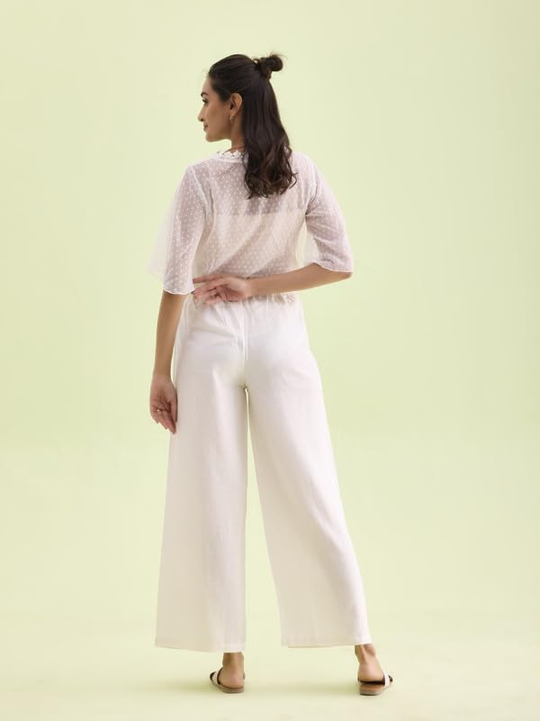 Image of GO COLORS Soft Viscose & Linen Blend Linen Palazzo Full Length for Women| Breathable, Mid Rise