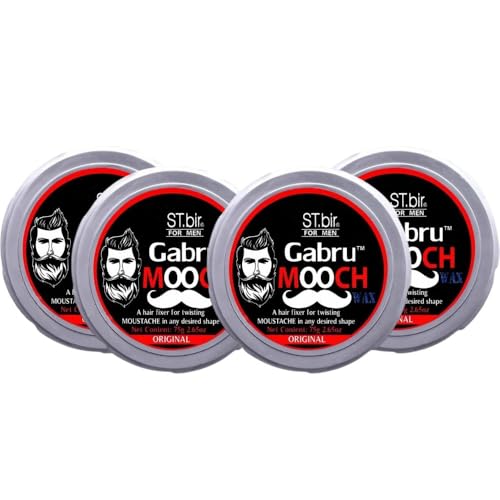 Image of Mooch Moustache Wax for Men - Strong Hold & Long Lasting Styling Wax | Natural Look | Original Scent | 75g Pack of 4