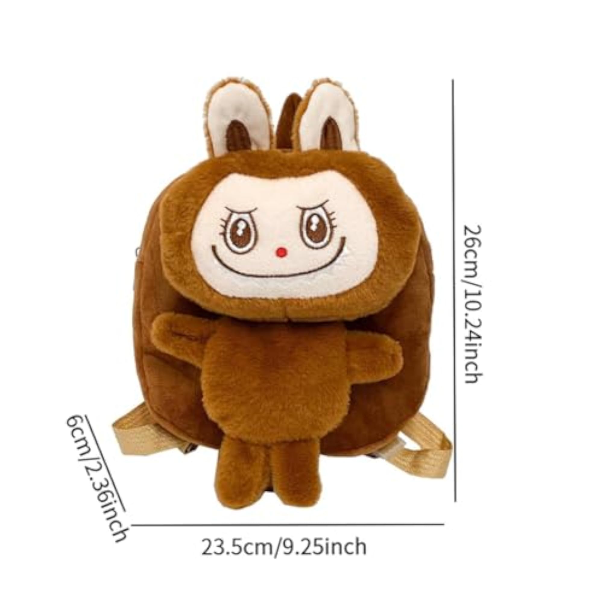 Kids Adorable Plush Adjustable Shoulder Strap Backpack, Brown
