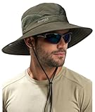 FURTALK Mens Bucket Sun Hat UPF 80+ Wide Brim Hiking Fishing Beach Outdoor Hats Green