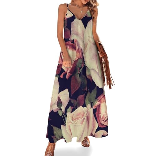 Robe Longue Roses Aquarelle Légère pour Rester Fraîche en Voyage d'Été