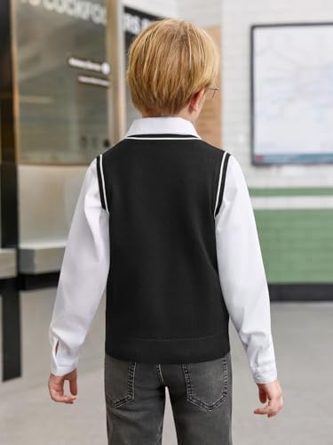 Haloumoning Boys Sweater Vest Kids Uniform Vest Casual V Neck Knit Pullover Sweater 5-14Y4