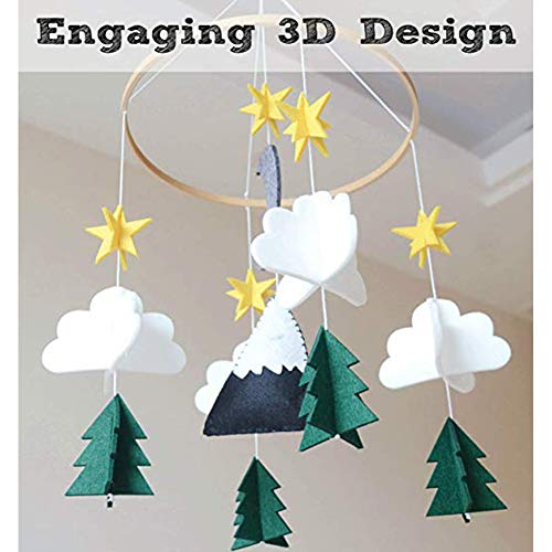 Baby Crib Mobile Wooden Wind Chime Mobile Crib Bed Forest Mobile Felt Moon Crib Mobile Nursery Decoration Toy Hanging Ornament Pendant Photography Props #TOP4