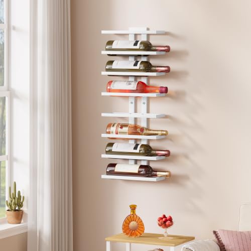 Image of Hoctieon 2-Set 8 Tier Wall Mount Wine Rack (16 Tiers), Wall Racks for Wine Bottles Display and Storage, Hanging Bottle Organizer for Living Room, Dining Room, Wine Cellar, Bar, White