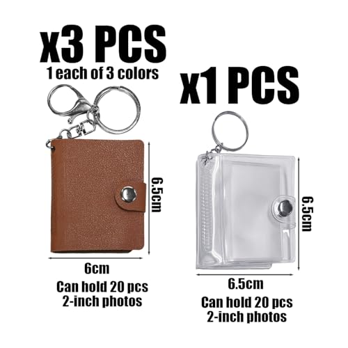 CHROMACRAFT Mini-Fotoalbum-Schlüsselanhänger 4 Stück - Personalisiertes Tragbares Fotoalbum, Taschen-Foto, Geschenk für Familie und Paare