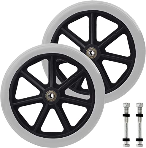 2Pcs Wheels Replacement For Wheelchairs, 8" X 1" Rollator Wheels, Anti-Slip Replacement Casters Rollers Wheels Universal Wheelchair Replacement Wheel Accessories (Gray) #TOP20
