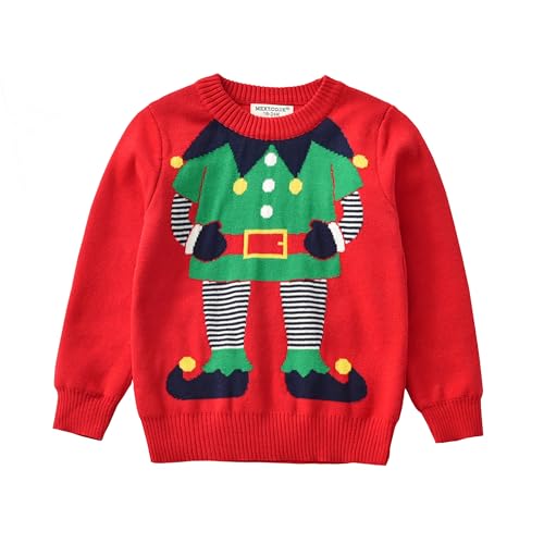 LIKPOJA Kids Christmas Jumper Girls Boys Knitted Christmas Sweater Gift Lovely Toddler Santa Knitted Jumpers for Children's Christmas Parties Casual Winter Warm Clothes（Knitwear F,5-6Y）