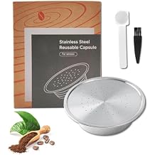 Stainless Steel Coffee Capsules, Reusable Espresso Capsules Refillable Coffee Capsules Compatible for Senseo HD7801 Coffee Machines with 1 Spoon and 1 Brush, D-863621