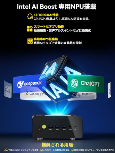 undefined GMKtec EVO-T1 Intel Core Ultra 9 285H搭載【2025最新AIミニPC】64GB DDR5 1TB NVMe SSD(最大128GB+24TB拡張)Intel Arc 140T・NPU搭載ミニ PC OCulink/デュアル2.5G LAN/DP/HDMI/USB4 4画面8K同時出力 静音ファン 省電力設計 Win11 Pro正規版 ゲーミングミニpc の商品画像 4