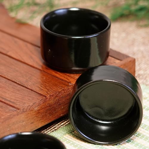 Image of Freakway Hand Painted White Ceramic Dip Bowls | Bowls Set of 2, 40Ml | Bowl for Serving Chutney Bowl /Pickle Bowl /Small (BLK)