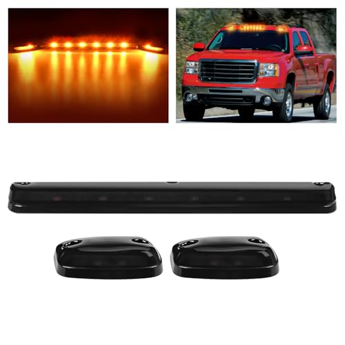 Nilight LED Cab Marker Lights 3 PCS Smoke Amber Roof Light