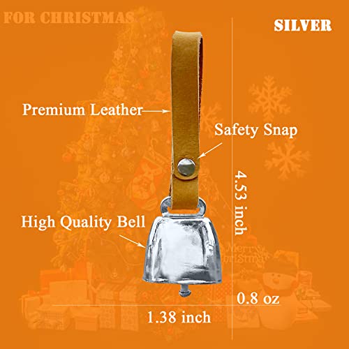 Image of Dog Cat Collar Copper Bell Pet Tracker Noise Maker /Leather Crafters Country Grazing Cow Bell for Pet Anti-Lost Pendant ID Tags for Pet Training Tracker Christmas New Year's Eve(M)(Silver)