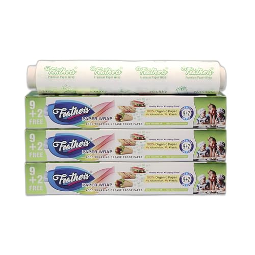 Image of Feather's Multipurpose Food Wrapping Paper Eco-Friendly Food Grade Butter Paper Food Storage Roll for Sandwich, Cheese, Fruit, Bread, Snacks (11 Meters X 11 Inch, Pack of 3)