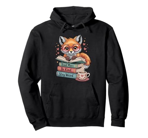Fox Read More Books Stay Weird Cottagecore Reader ���w �p�[�J�[