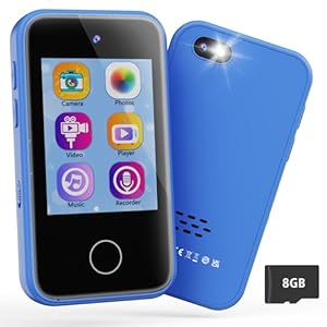 Kids Smart Phone Toy for Boys 3 4 5 6 Year Old, MP3 Music Player, Dual Camera Travel Toys Educational Games, Toddler Birthday Gifts Touchscreen Pretend Play Phones for 3-8 Year Old，Blue