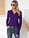 Romanstii Knitted Collared Sweaters for Women Fashion Long Sleeve V Neck Polo Shirts Winter Pullover Tops,Purple,XL