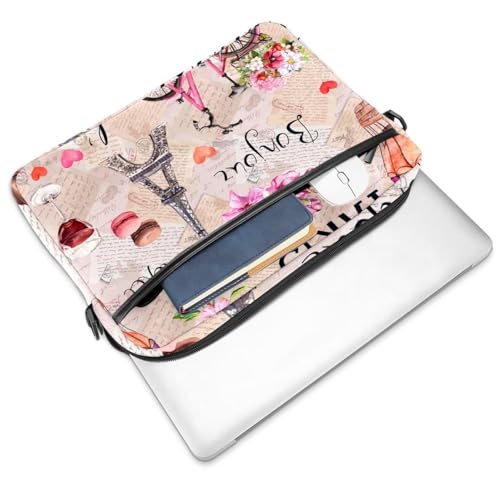 Maletín para portátil de 14 pulgadas rosa con diseño de flores para mujer 3