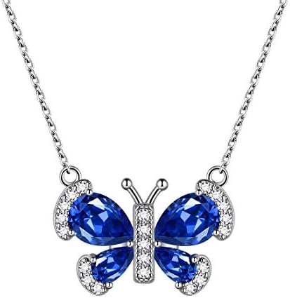 Women 12 Birthstone Butterfly Jewelry 925 Sterling Silver Animal Crystal Minimalist Necklaces/Earrings/Rings/Bracelets Jewellery