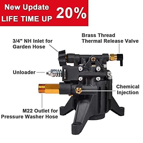 Yamatic New 7/8" Shaft Vertical Pump 3100 Psi With Pressure Washer Gun And Hose 25 Ft X 1/4" For M22 Gas Power Washer #TOP2