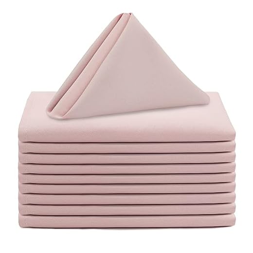 Your Chair Covers - 20 Inch Square Premium Polyester Cloth Napkins 10 Pack - Blush, Oversized, Double Folded and Hemmed Table Linen Napkin, Restaurant and Hotel Multi Use