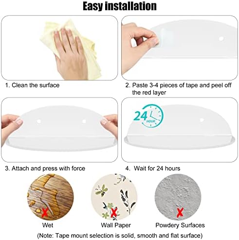 twirush White Floating Wall Shelves Set of 4, Mini Self Adhesive Wall Shelf Small Floating Shelf, No Drill Display Shelves, Easily Expand Wall Space White Shelves for Bedroom, Living Room, Bathroom