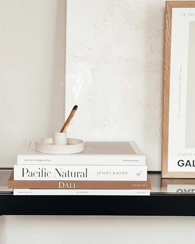 BEYLAB Palo Santo Halter, Räucherstäbchenhalter für Palo Santo Sticks Brenner räucherholz, Meditations Yoga Holz Brenner Schüssel Ständer mit Aschenfänger Modern Minimalistisch - Gesprenkelt Weiß