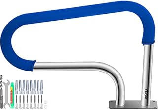VEVOR Pool Handrail, 32 x 22.5 Swimming Pool Stair Rail, 304 Stainless Steel Stair Pool Hand Rail Rated 375lbs Load Capacity, Pool Rail with Quick Mount Base Plate, and Complete Mounting Accessories