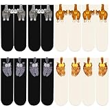 8 Pares Calcetines Gato Huevos Calcetines Lindos Para Gatos Con Bolas 4 Estilos Diseño 3d Suaves Y Transpirables Ajuste Perfecto Antideslizantes Estampados Bonitos Blanco Y Negro Talla Única Cómodas