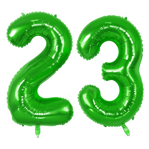 Number 23 Balloons for 23rd Birthday Party Decorations, 0-100 Large No.23 Balloons for Her Him and Daughter Son, 40 Inch Fruit Green Foil Helium Balloon for 23 Year Old Anniversary Decorations