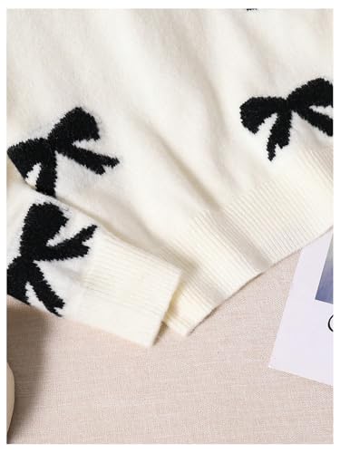 Girl's Cute Bow Sweater Crew Neck Long Sleeve Drop Shoulder Loose Pullover Tops3