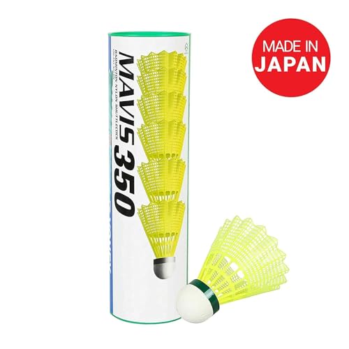 Image of Mavis 350 Green Cap Nylon Shuttlecocks (Yellow)