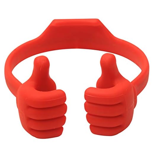 Honsky Thumbs-up Cell Phone Stand Holder, Tablet Stand Cradle for Desk Desktop Smartphone Cellphone Mobile Phone Tablets – Universal Adjustable Flexible, Deep Red