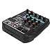 4 Channel Audio Mixer, Bluetooth Studio Mixer Audio -Balanced Microphone XLR Input and Balanced Line TRS Input, 48 Power, 100~240V(US Plug)