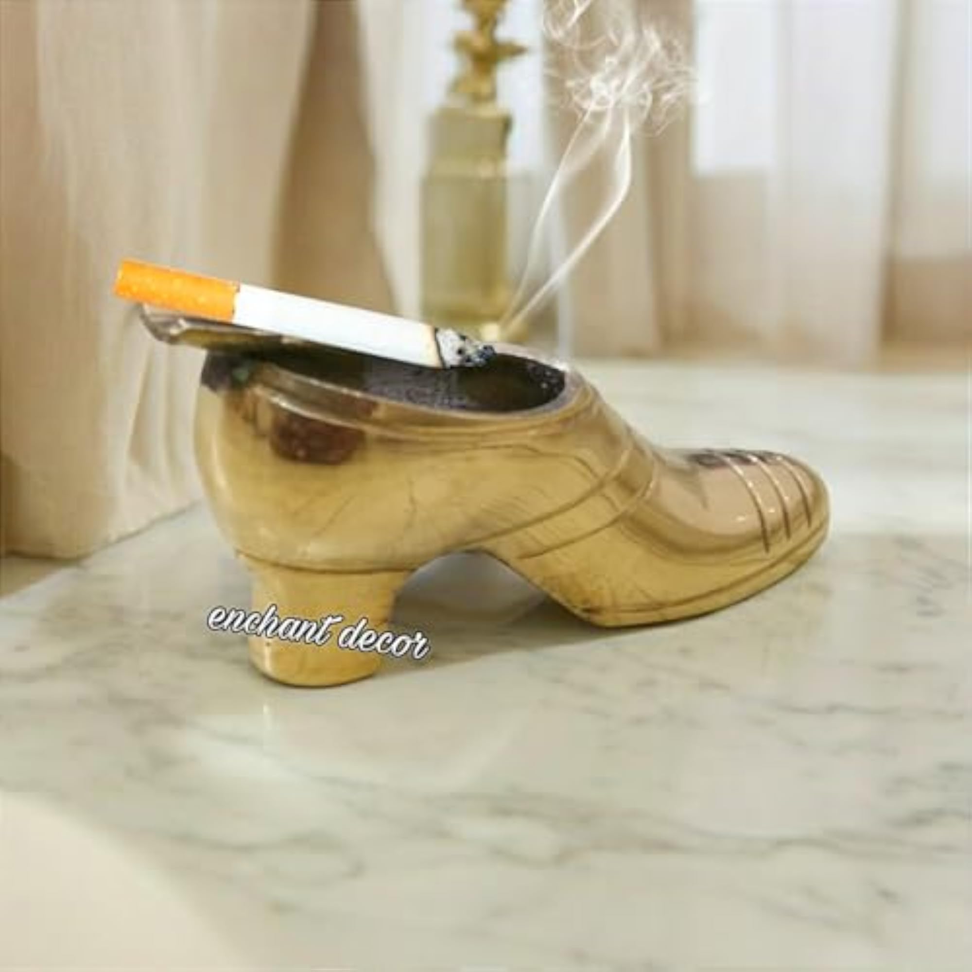 Brass Cigarette Smoking Ashtray, Modern Tabletop