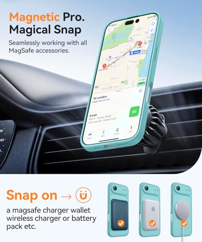 Image of CANSHN Magnetic Compatible with iPhone Air Case(6.5 Inch), Upgraded [Full Camera Protection] [Compatible with Magsafe] [Translucent Matte] Shockproof Phone Cover for iPhone 17 Air Case,Teal