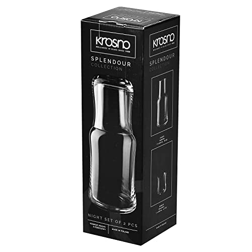 Krosno Water Drinking Night Set| Set Of 2 Pieces | 20.3 And 6.8 Oz | Splendour Collection | Ideal For Home, Restaurant, Events & Parties | Dishwasher Safe #TOP7
