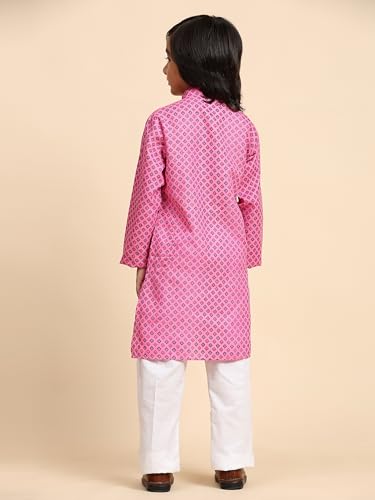 Image of Pro-Ethic Style Developer Boys Silk Floral Kurta Pajama Ethnic Wear Set | Cotton Kurta Pajam